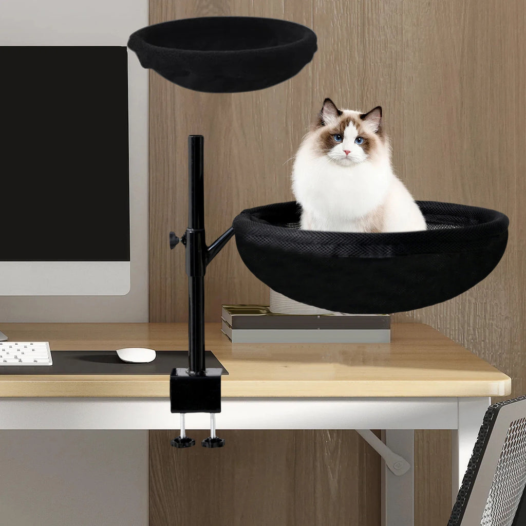 Cat Bed for Desk Modern with 2 Washable Mat for Furniture Living Room Indoor Desk Mount Perch 360 Degree Rotatable Indoor Cats