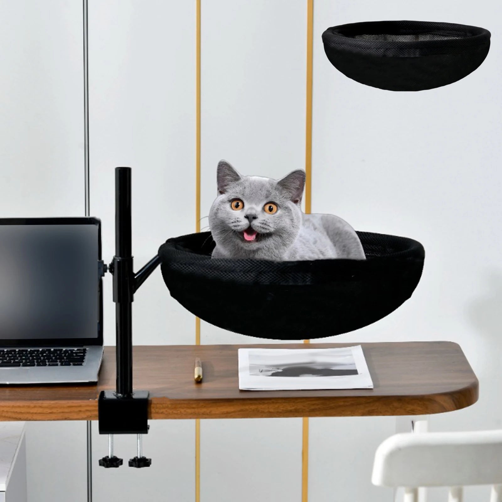 Cat Bed for Desk Modern with 2 Washable Mat for Furniture Living Room Indoor Desk Mount Perch 360 Degree Rotatable Indoor Cats