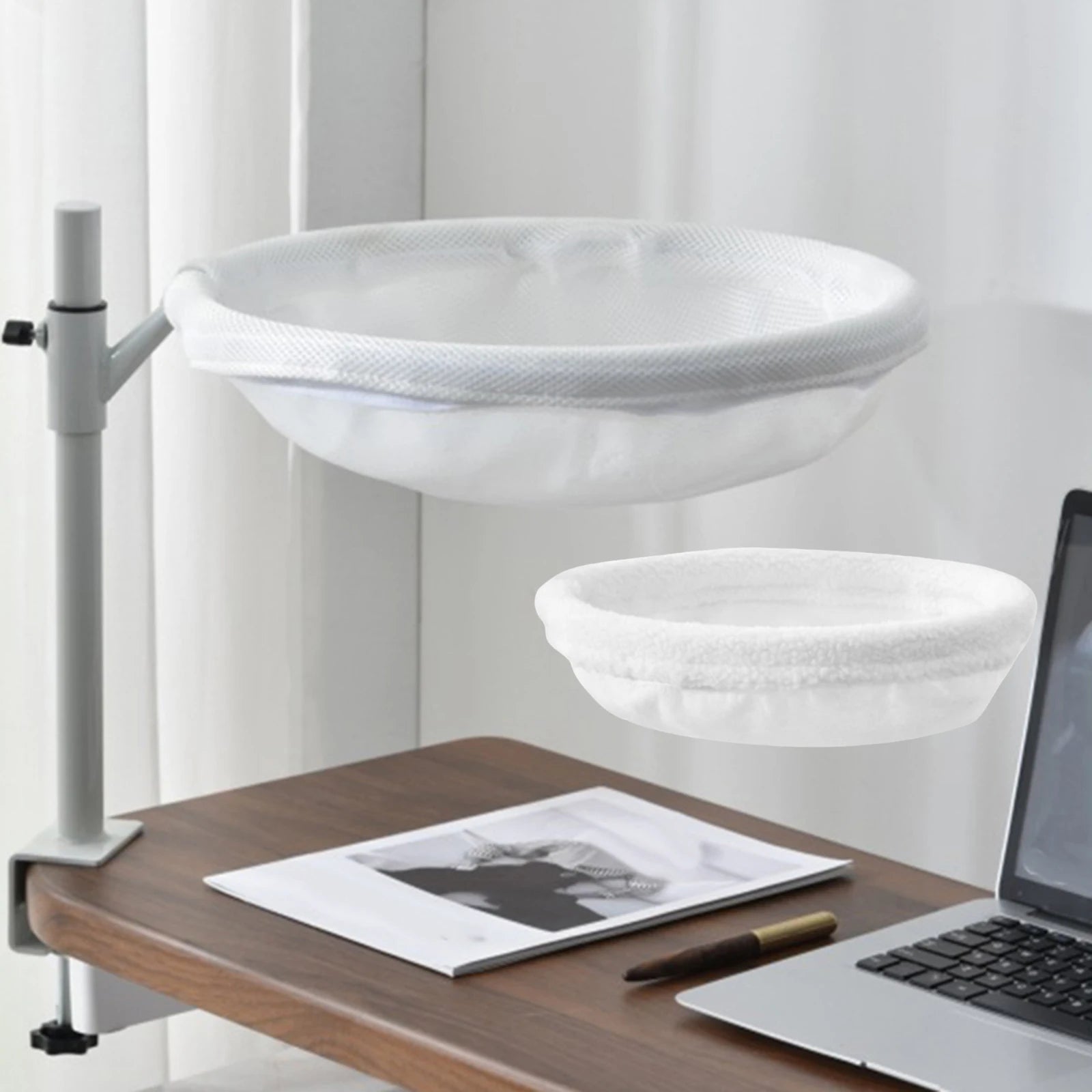 Cat Bed for Desk Modern with 2 Washable Mat for Furniture Living Room Indoor Desk Mount Perch 360 Degree Rotatable Indoor Cats