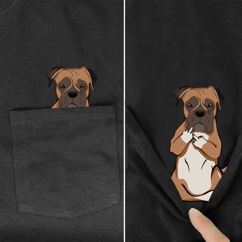 CLOOCL Funny Boxer  T-Shirt Pocket Dogs Printed T-shirt Hip Hop Tops Cotton Pet dog Tees Dropshipping