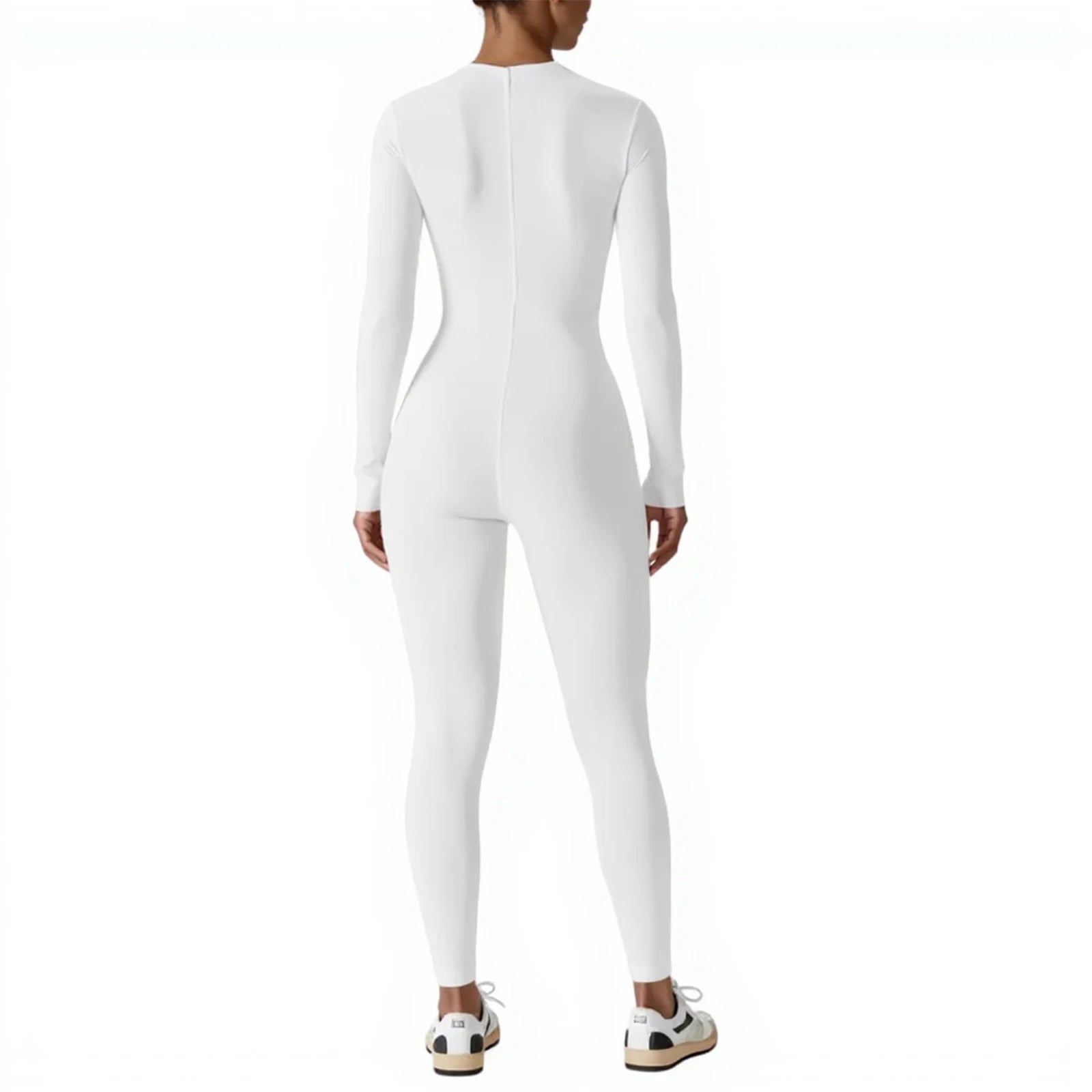Women Long Sleeve Workout Jumpsuit Zip Up Romper Bottom Pants Bodysuit Bodycon Women Gym Clothing Running Fitness Suits