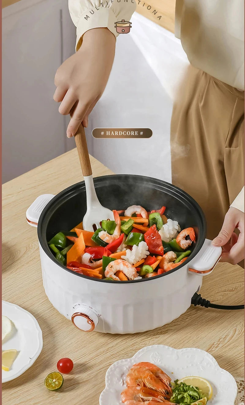 Portable Electric Multifunctional Cooker Household Double Layer Hot Pot Mini Non-stick Cookware for Kitchen and Home Appliance