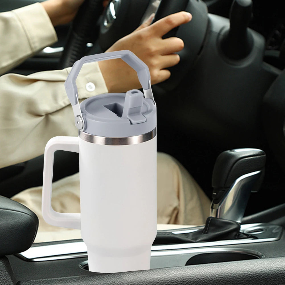 40oz Tumbler Flip Straw Lid Replacement with Handle Splash Spill Proof Tumbler Cover for Stanley 40oz Tumbler Cup Accessories