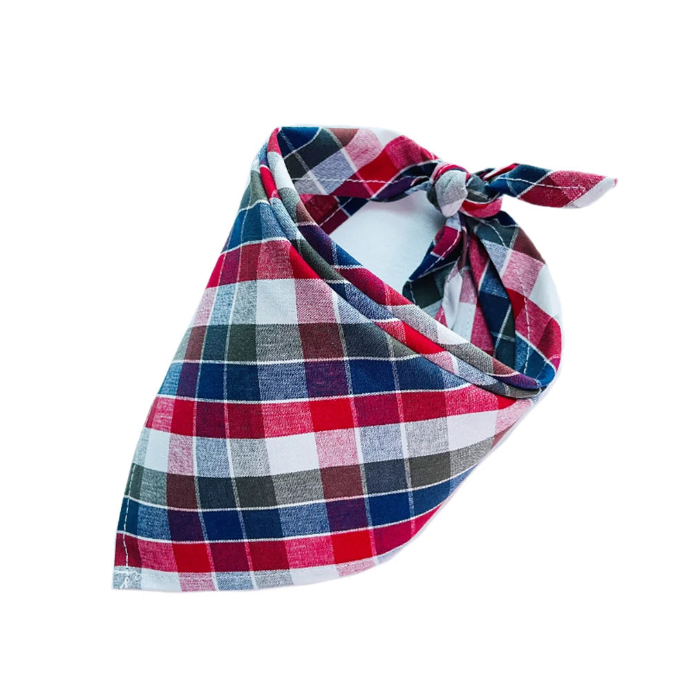 30/50pcs Cotton Plaid Dog Bandanas Thin Style Small Large Dog Scarves Bibs Collar Pet Dog Accessories for Summer