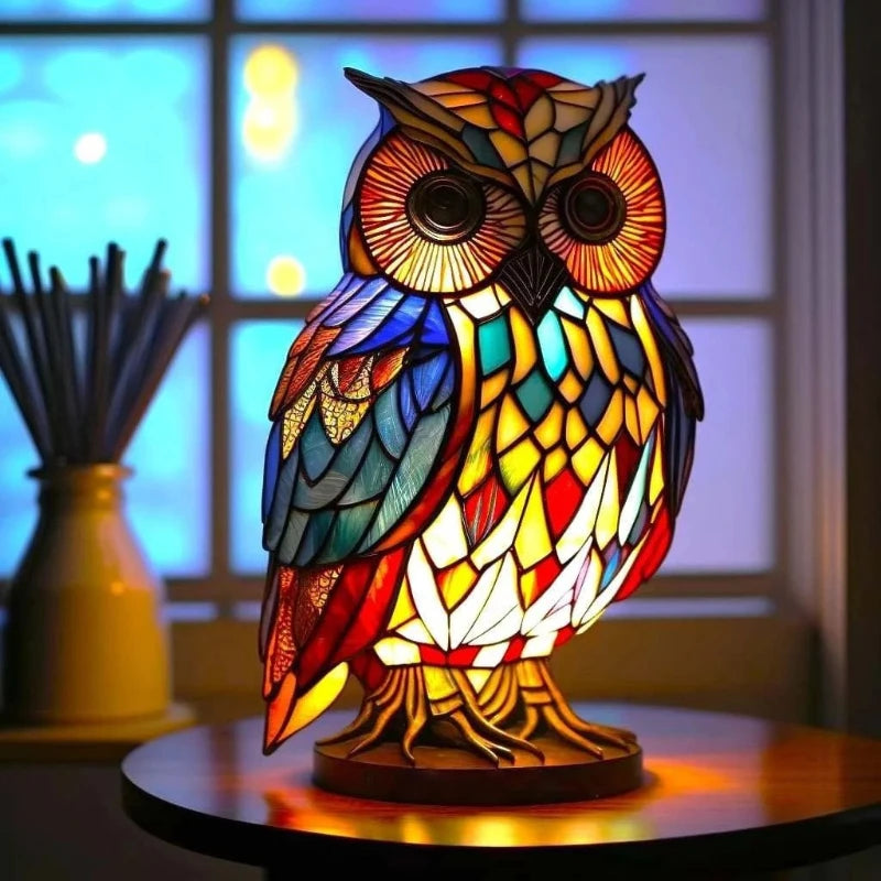 Animal Series Desk Lamp LED Decorative Night Stand Light Lamp Colorful Vintage Stained Resin Table Lamp Home Accessories
