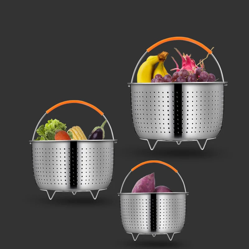 304 Stainless Steel Steamer Basket Instant Pot Accessories for 3/6/8L Instant Cooker with Silicone Covered Handle