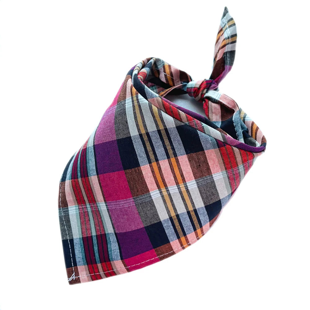 30/50pcs Cotton Plaid Dog Bandanas Thin Style Small Large Dog Scarves Bibs Collar Pet Dog Accessories for Summer