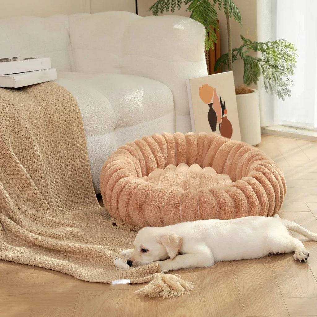 40-70cm Round Pet Bed for Dog Bed Super Soft Cat Bed Long Plush Dog House for Medium Dog House Winter Warm Sleeping
