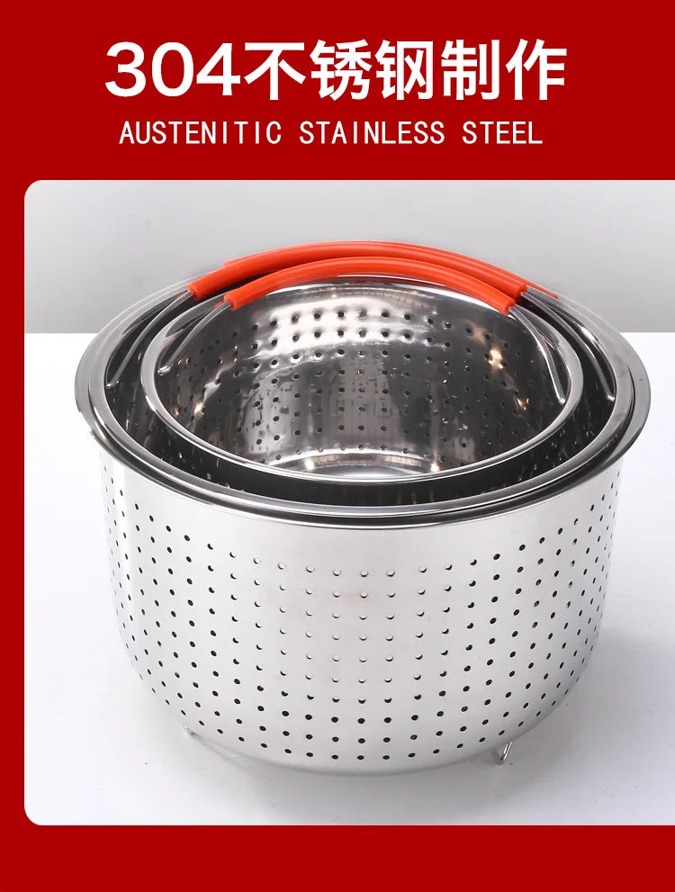 304 Stainless Steel Steamer Basket Instant Pot Accessories for 3/6/8L Instant Cooker with Silicone Covered Handle
