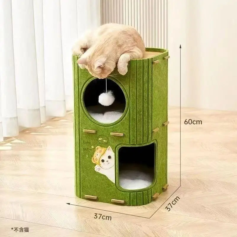 2 or 3 Story Cat Villa, Cat Climbing Frame, Shelter House, Multi-cat Family Cat House, Pet Cave, with Plush Ball But No Cushion