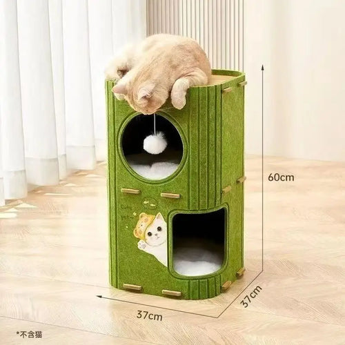 2 or 3 Story Cat Villa, Cat Climbing Frame, Shelter House, Multi-cat Family Cat House, Pet Cave, with Plush Ball But No Cushion