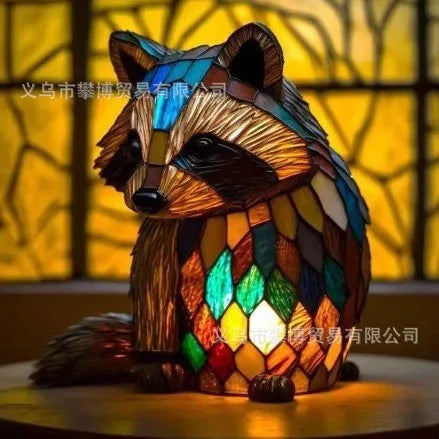 Animal Series Desk Lamp LED Decorative Night Stand Light Lamp Colorful Vintage Stained Resin Table Lamp Home Accessories