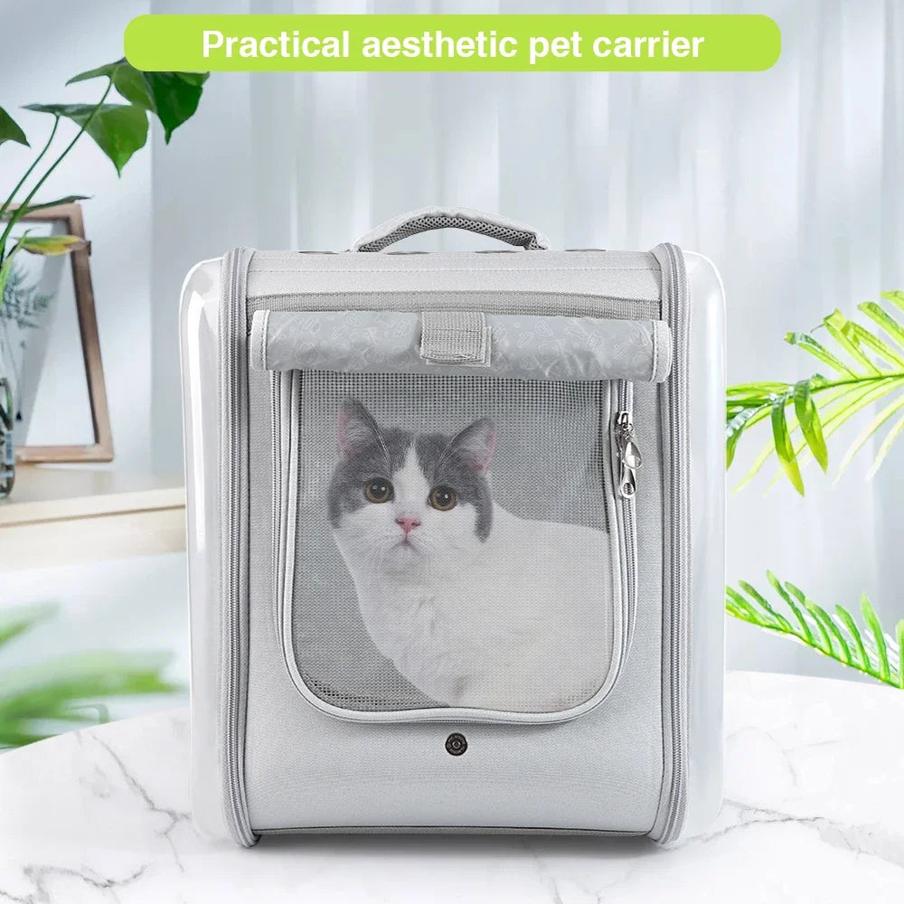 Cat Carrier, Double Sided Transparent Pet Cat Carrier, Ventilated Design for Carrying Cats, Large Space Pet Carrier Backpack