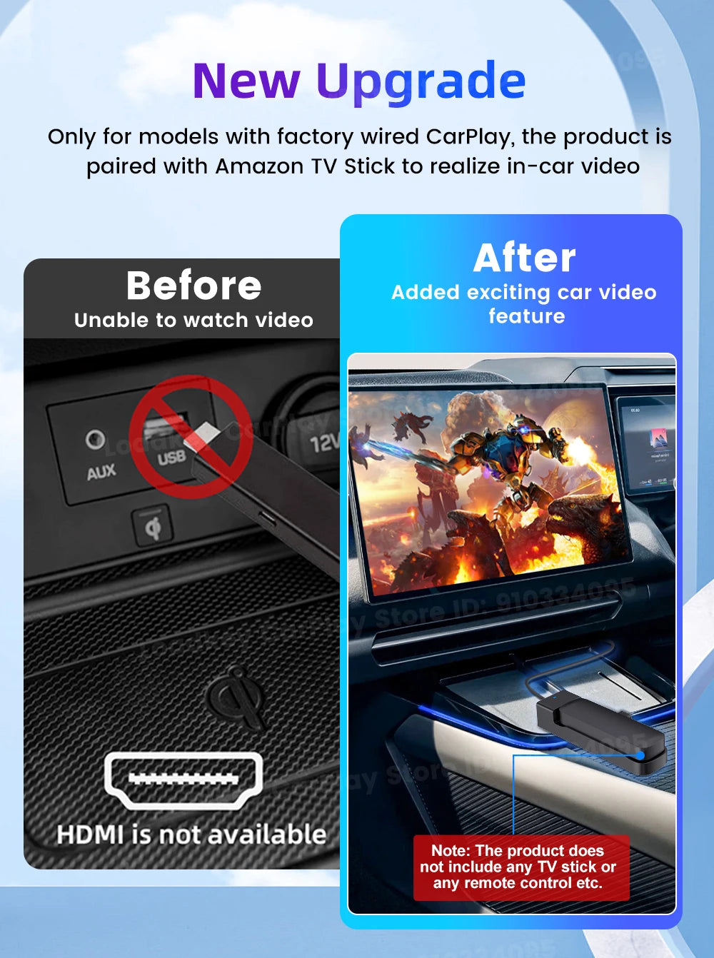 Carlinkit Supports Fire TV Stick Converter TV Streaming Box HDMI Wireless CarPlay TV Adapter  for Fire TV Stick HD 4K Max Lite