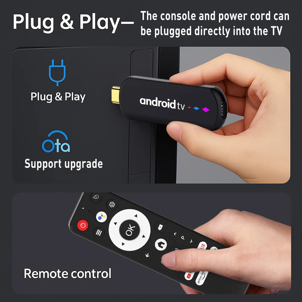 Amlogic S905L Quad Core Android TV Stick 4K Video WiFi BT Voice Assistant Remote Control Media Player Smart TV Box H96 Max