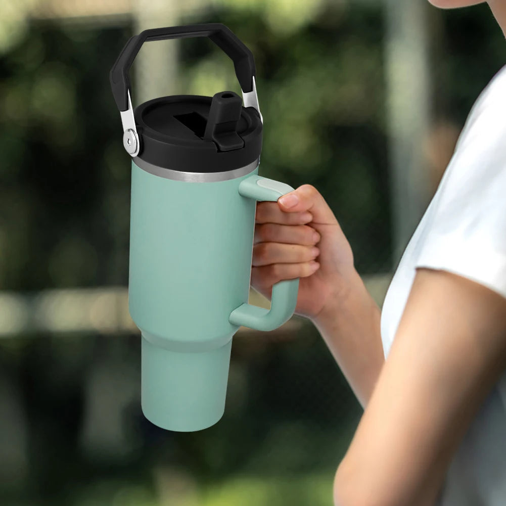 40oz Tumbler Flip Straw Lid Replacement with Handle Splash Spill Proof Tumbler Cover for Stanley 40oz Tumbler Cup Accessories