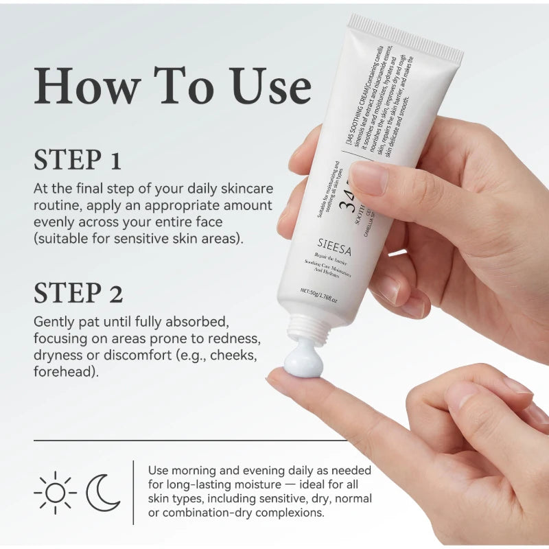 345 Sooth Cream Toner Camellia Leaf Centella Asiatica Extract Refresh Non-sticky Hydrate Dry Dehydrated Smooth Soft Complexion