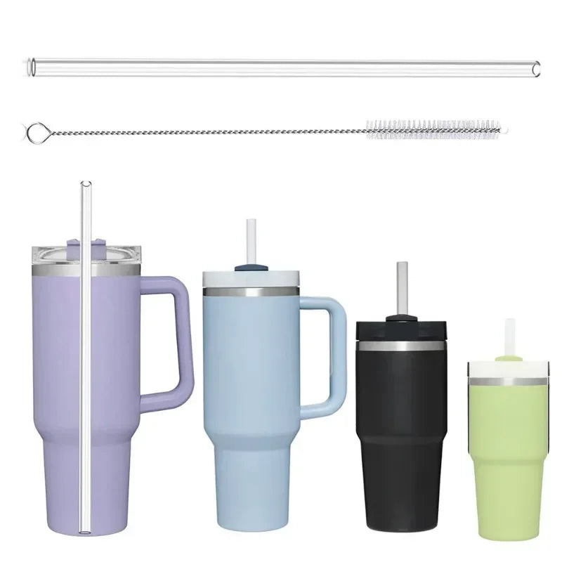 Replacement Straw Compatible with Stanley 20 Oz 30 Oz 40 Oz Cup Tumbler, Reusable Straws with Cleaning Brush