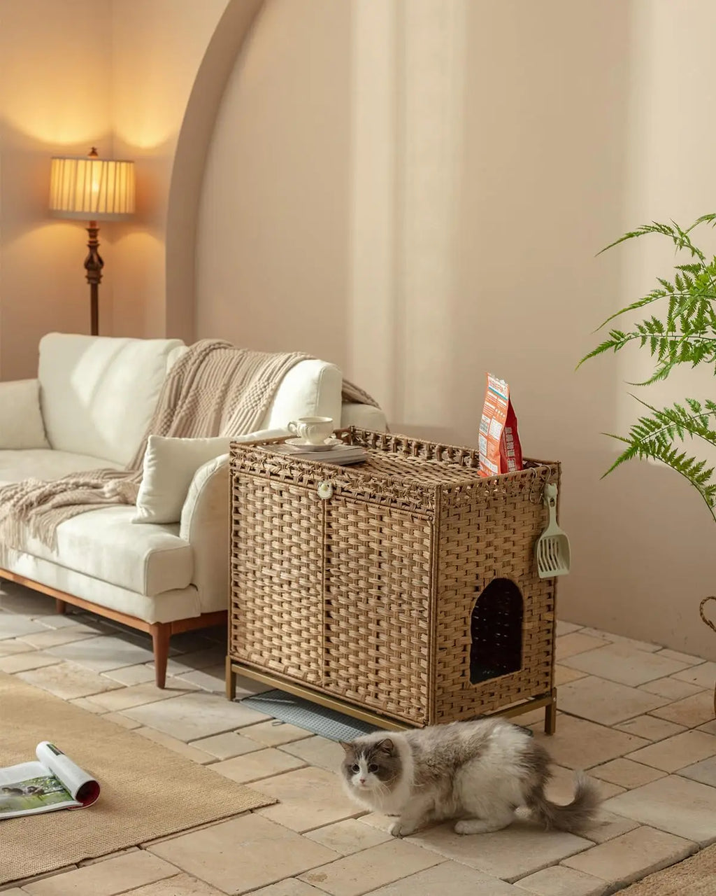 Cat litter box; cat litter box shell furniture with cat litter mat