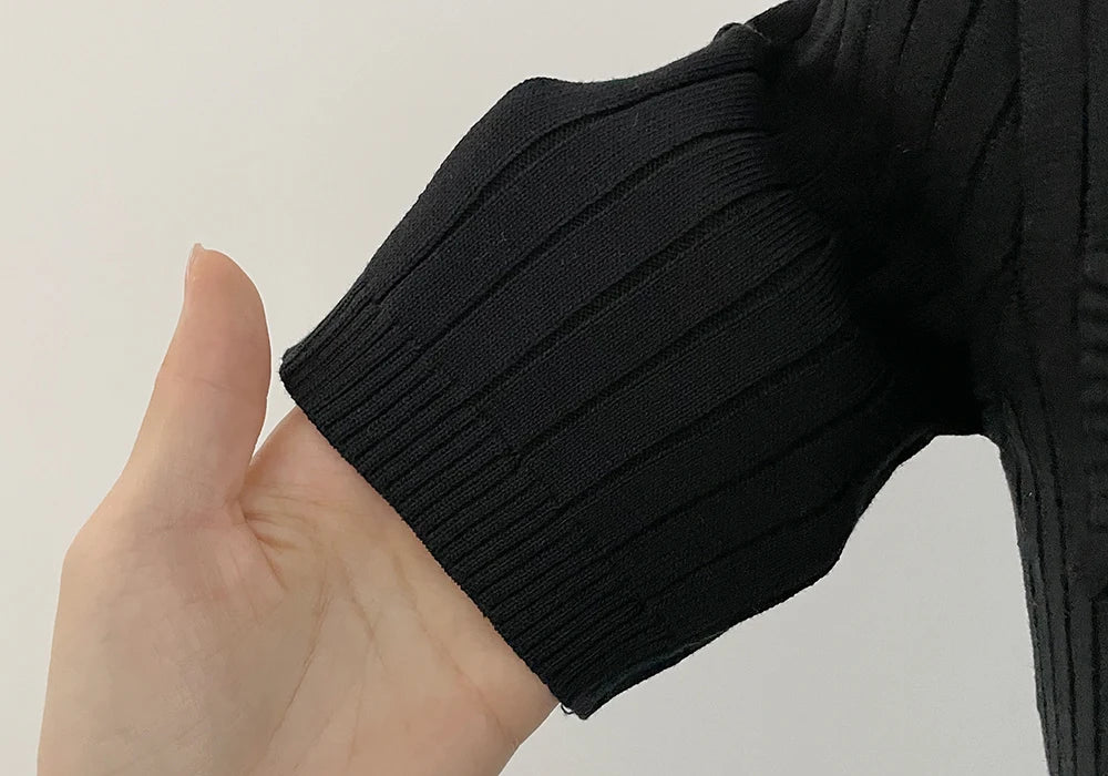 Summer Midi Dress Women Knitted Black Bodycon Korea Style Ruffle Ladies Dresses Elegant Fashion Casual Woman Long Sleeve Dress