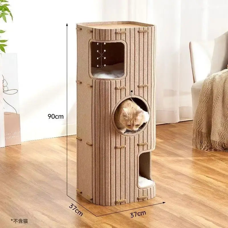 2 or 3 Story Cat Villa, Cat Climbing Frame, Shelter House, Multi-cat Family Cat House, Pet Cave, with Plush Ball But No Cushion
