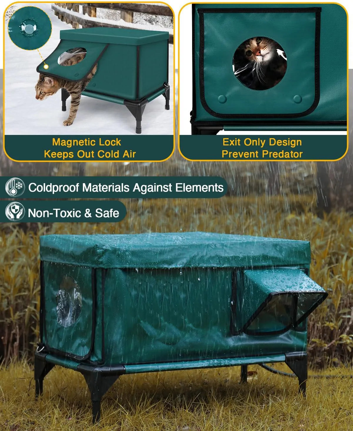 Indestructible Heated Cat House For Outside Waterproof Safe Outdoor Cat Shelter With Heater For Cat