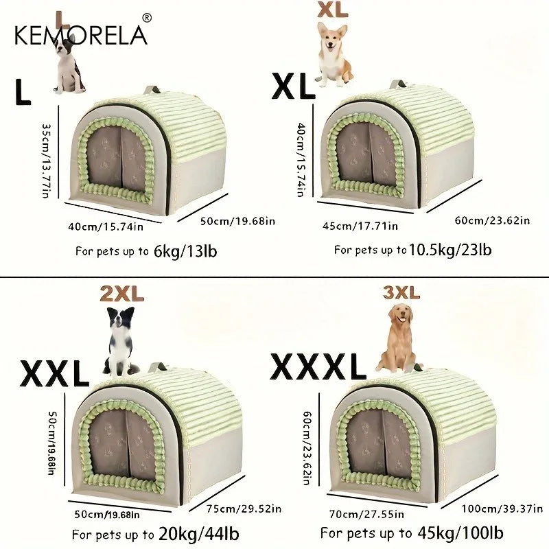 KEMORELA Thickened All-Season Enclosed Pet Bed Portable Dog House Cat Tent with Washable Bedding for Small Medium Large Dogs