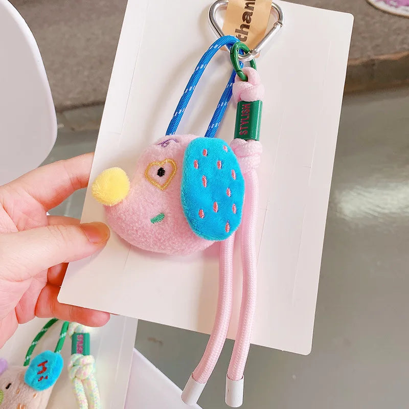 Funny Animal Doll Keychain With Randow Color Lanyard Accessories Mini Animal Doll Cute Keys Keyrings For Bag Pendant Kawaii Gift