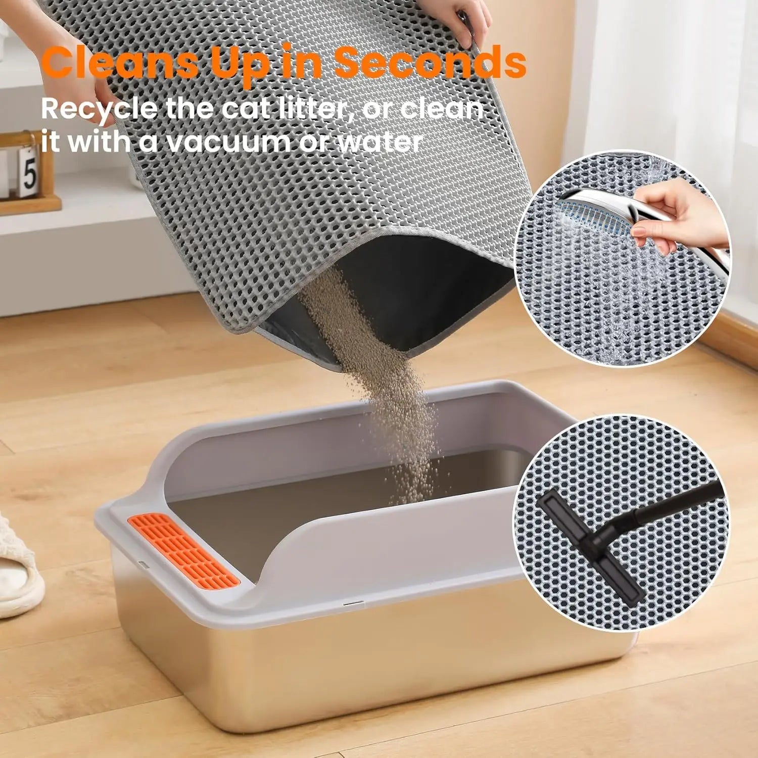 Soft double-layer cat litter mat, waterproof and thickened cat litter collection mat, cat litter cleaning products