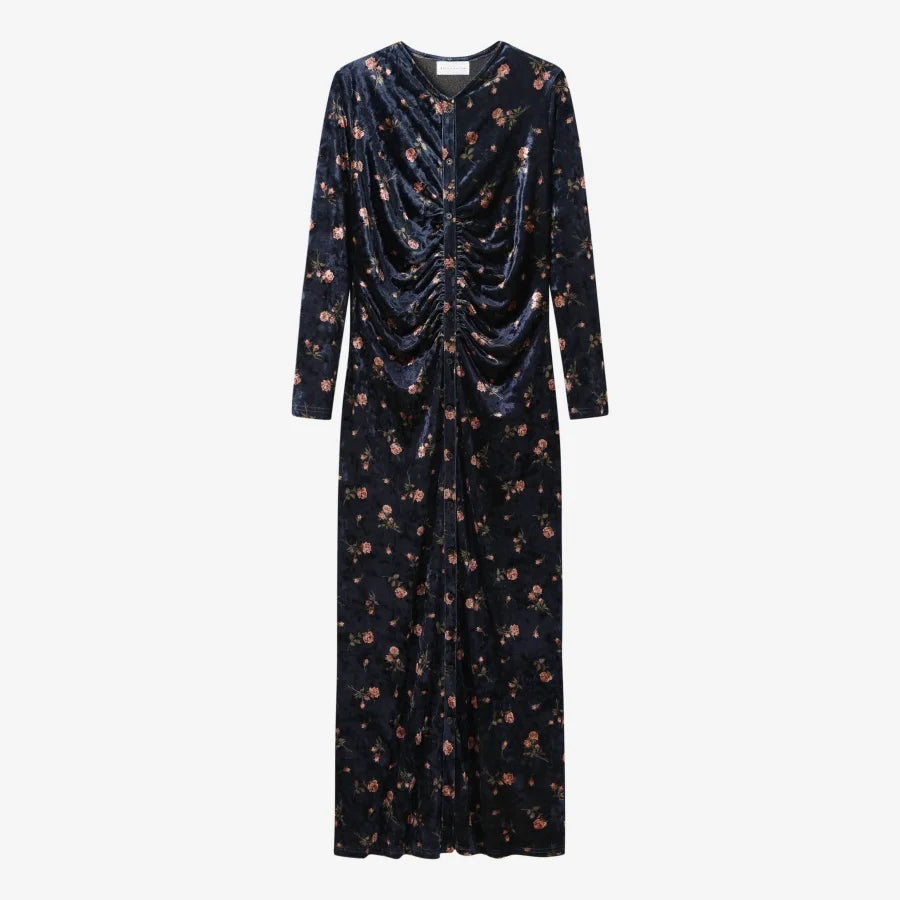 AS AW25 velvet print shirring woman dress elegance lady dressy wear