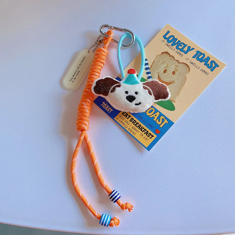 Funny Animal Doll Keychain With Randow Color Lanyard Accessories Mini Animal Doll Cute Keys Keyrings For Bag Pendant Kawaii Gift