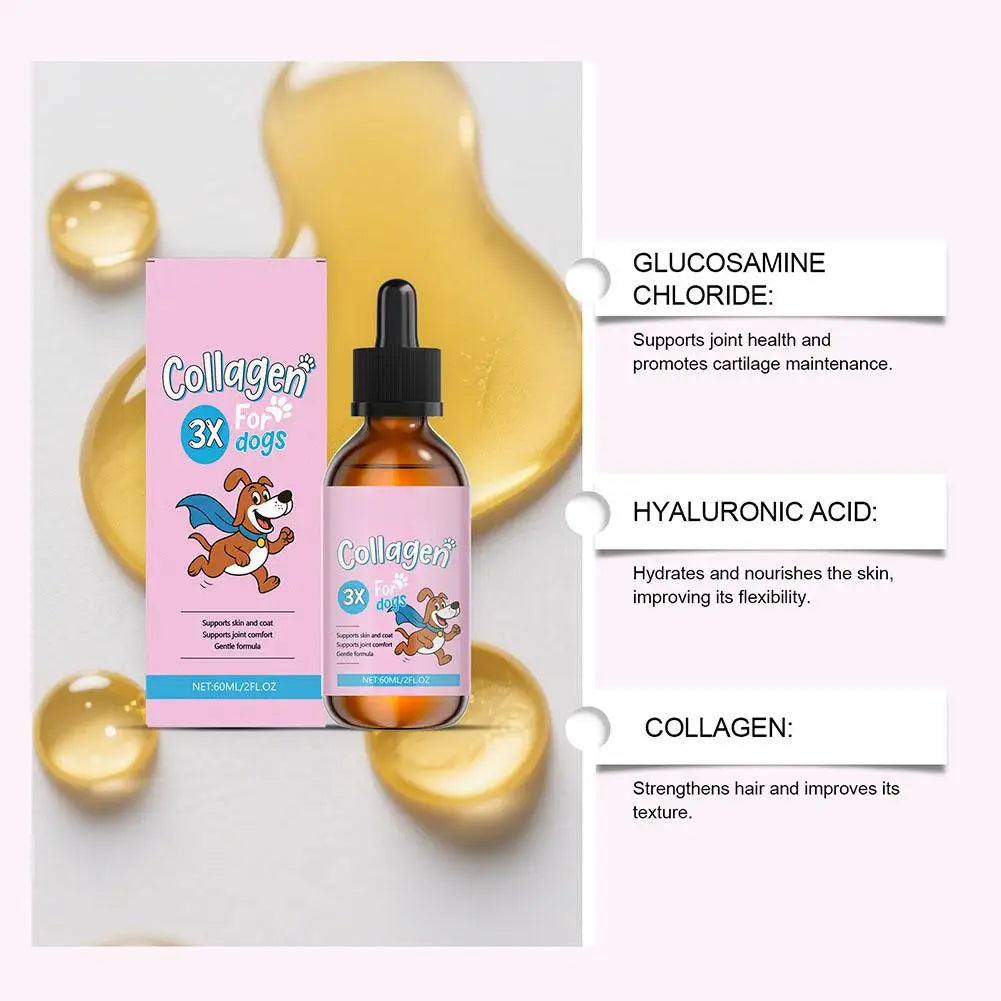 60ml Dog Pet Collagen Based Staple Food Combined With Nutritional Supplement Drops Gentle Formula For Hair And Skin Care