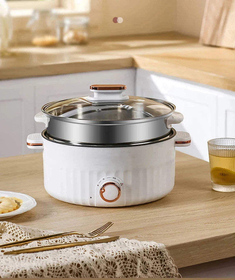 Portable Electric Multifunctional Cooker Household Double Layer Hot Pot Mini Non-stick Cookware for Kitchen and Home Appliance