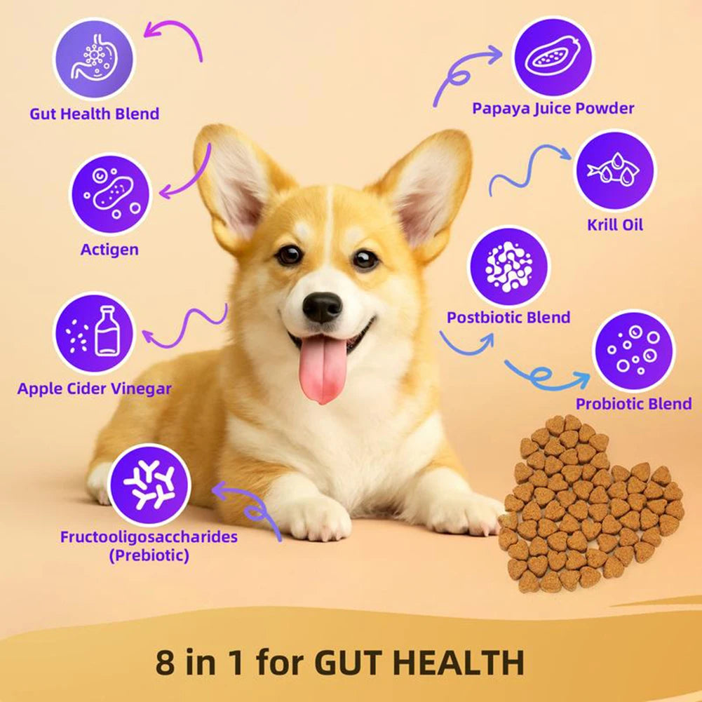 Probiotics Supplements for Dogs 90 Count Digestive Enzymes for Gut Flora Health Diarrhea & Bowel Support Pet Immune System