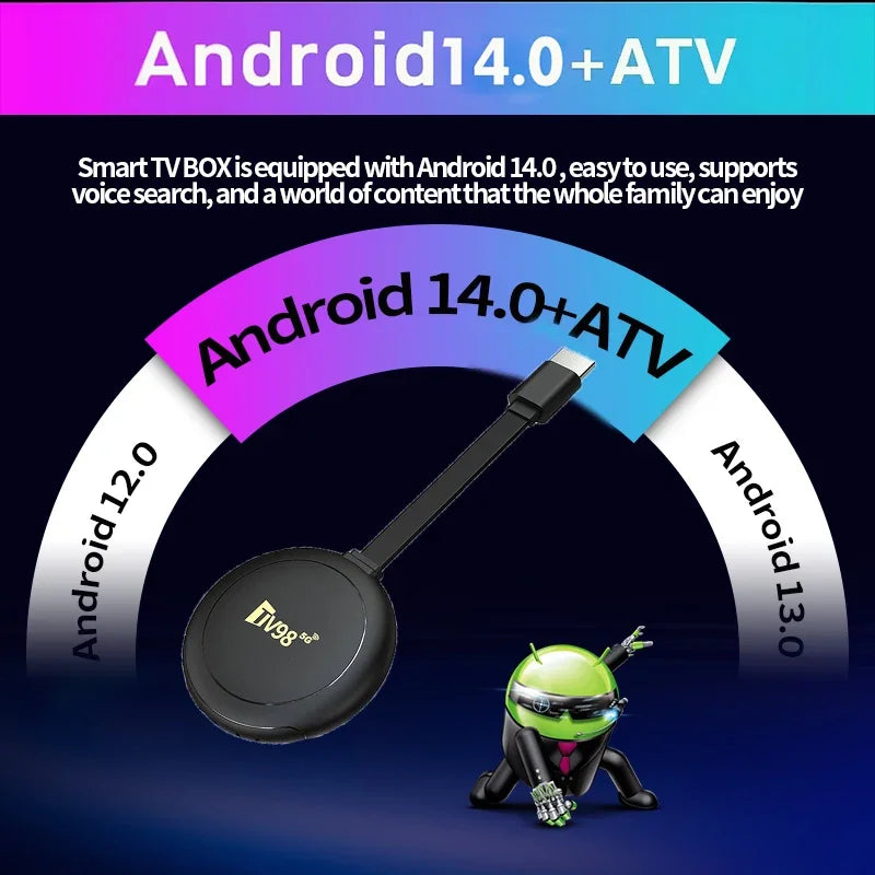 TV98 ATV X8 TV Stick 4G 5G Dual Wifi HD 8K 4K Android 14 H.265 BT 5.0 8GB 128GB Allwinner H313 quad-core Voice Remote Smart iptv