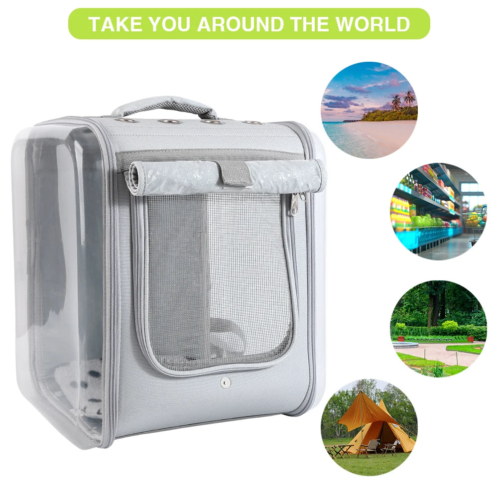 Cat Carrier, Double Sided Transparent Pet Cat Carrier, Ventilated Design for Carrying Cats, Large Space Pet Carrier Backpack