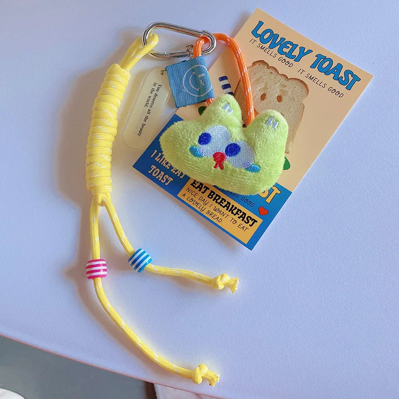 Funny Animal Doll Keychain With Randow Color Lanyard Accessories Mini Animal Doll Cute Keys Keyrings For Bag Pendant Kawaii Gift