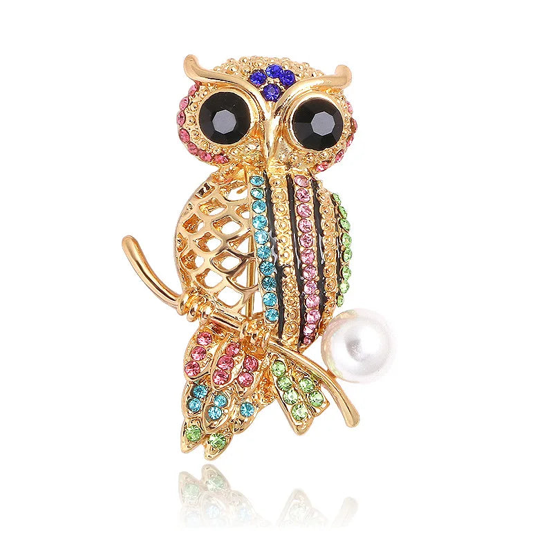 Cute rhinestone owl series brooch personalized versatile animal accessories clothes bag hat pin
