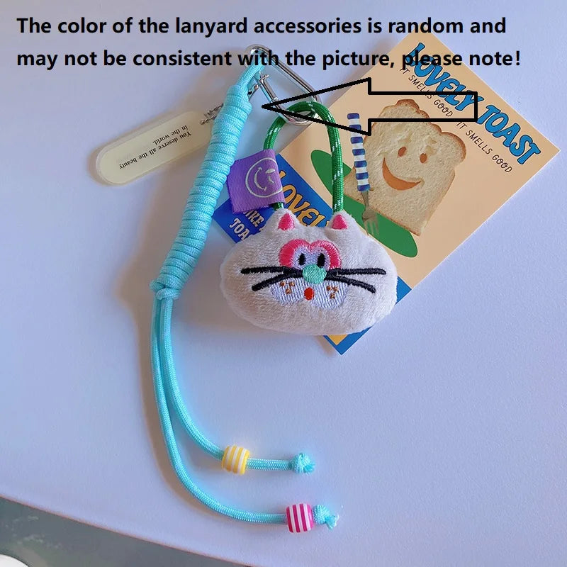 Funny Animal Doll Keychain With Randow Color Lanyard Accessories Mini Animal Doll Cute Keys Keyrings For Bag Pendant Kawaii Gift