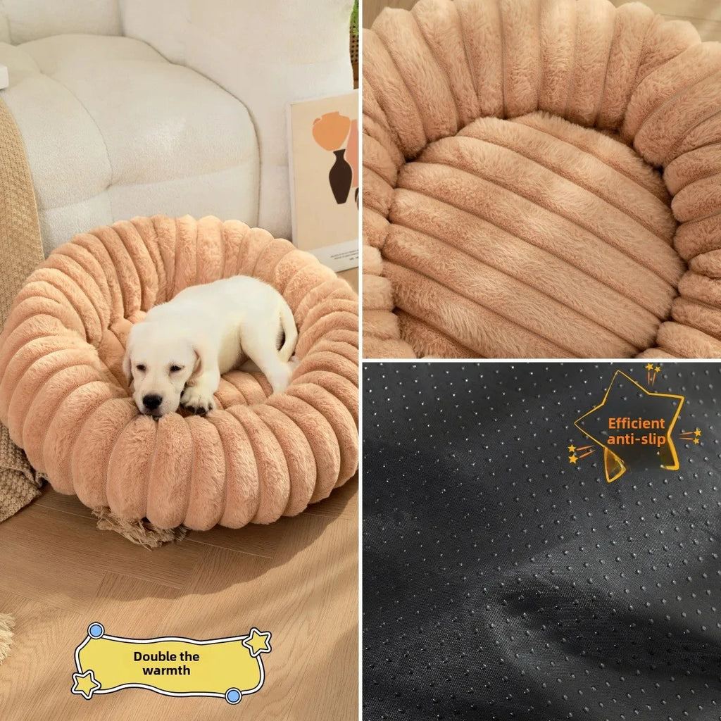 40-70cm Round Pet Bed for Dog Bed Super Soft Cat Bed Long Plush Dog House for Medium Dog House Winter Warm Sleeping