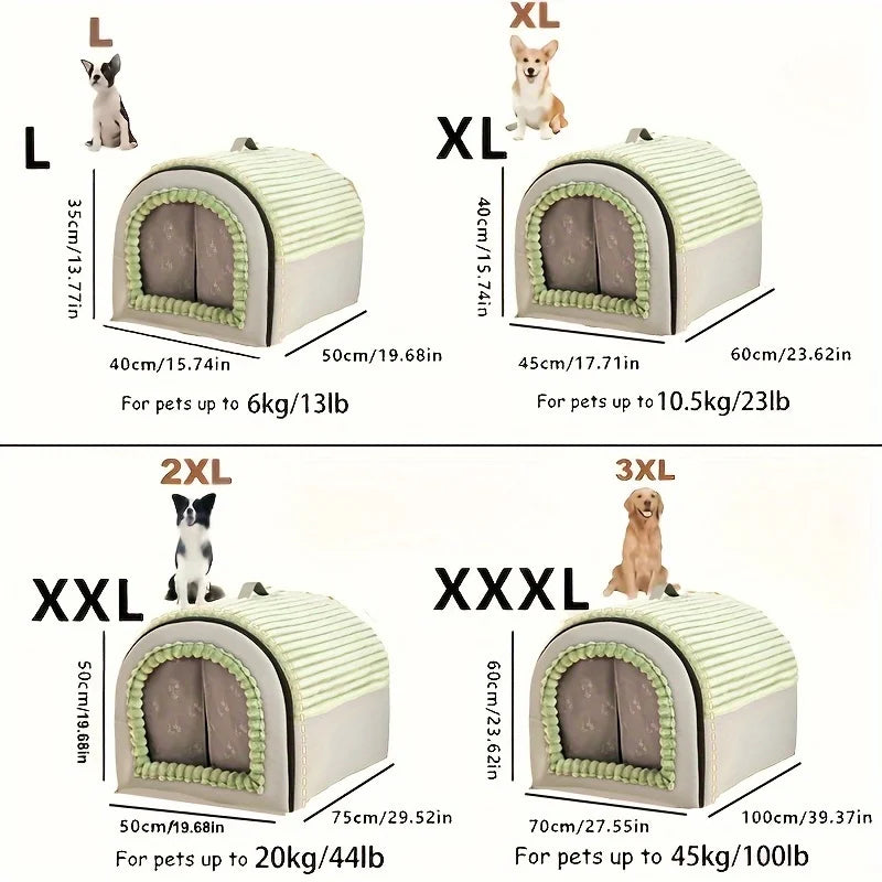 KEMORELA Thickened All-Season Enclosed Pet Bed Portable Dog House Cat Tent with Washable Bedding for Small Medium Large Dogs