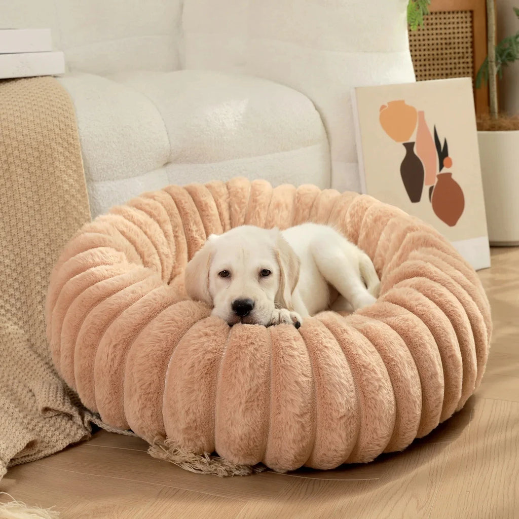 40-70cm Round Pet Bed for Dog Bed Super Soft Cat Bed Long Plush Dog House for Medium Dog House Winter Warm Sleeping
