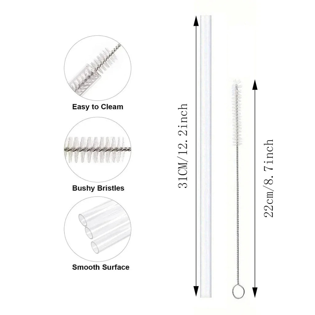 Replacement Straws for Stanley 40 oz Cup Tumbler, 4/8/12PCS Clear Reusable PVC Straws, 2 Straw Brushes,for Stanley Cup