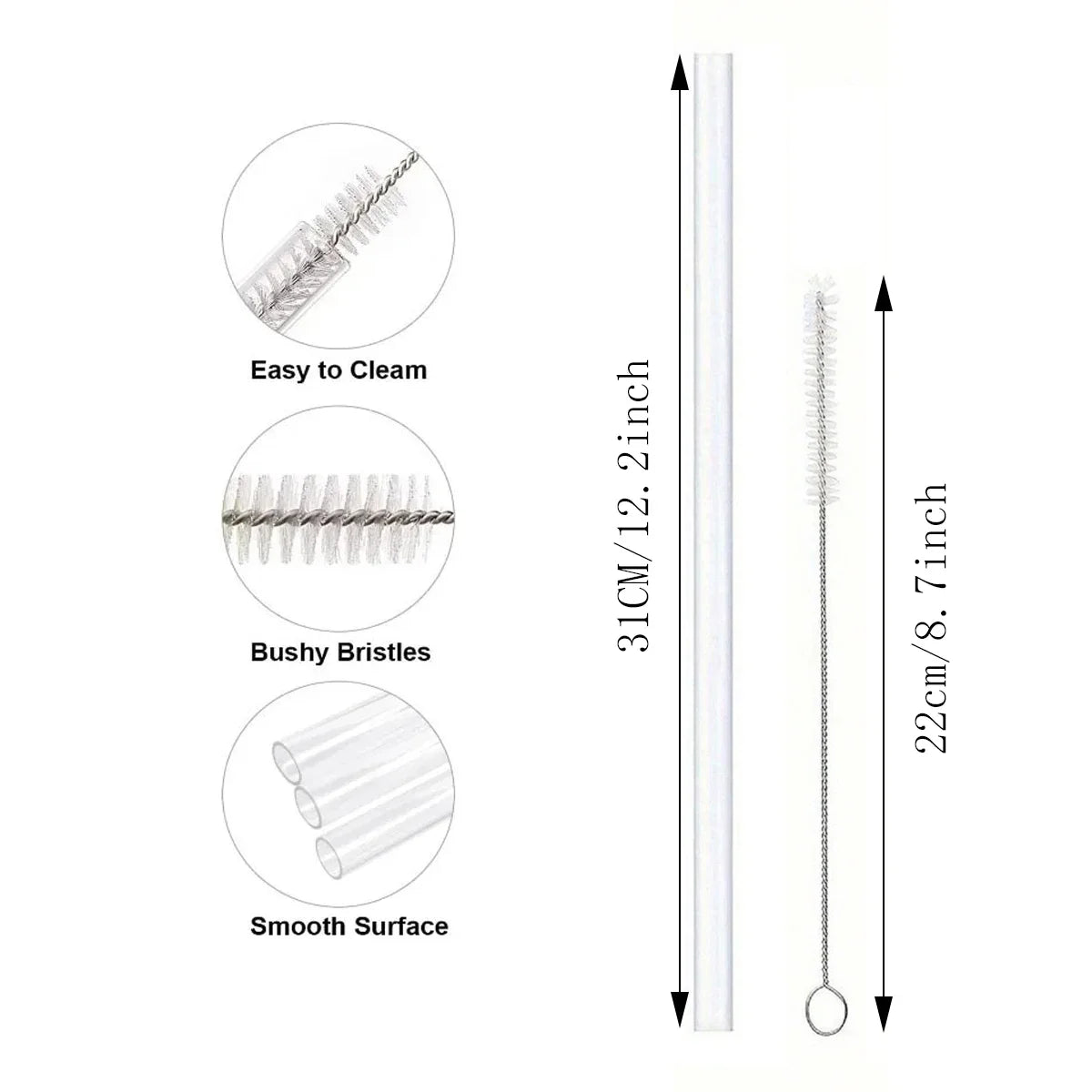 Replacement Straws for Stanley 40 oz Cup Tumbler, 4/8/12PCS Clear Reusable PVC Straws, 2 Straw Brushes,for Stanley Cup