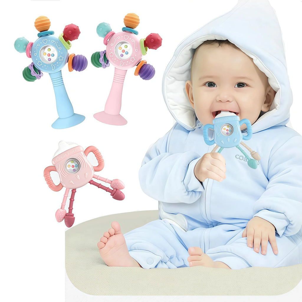 Baby Teething Toys Set，Teething Relief Toy,  BPA Free Cute Shaped Infant Teething Molar Toys Dental Care Newborn Babies Items