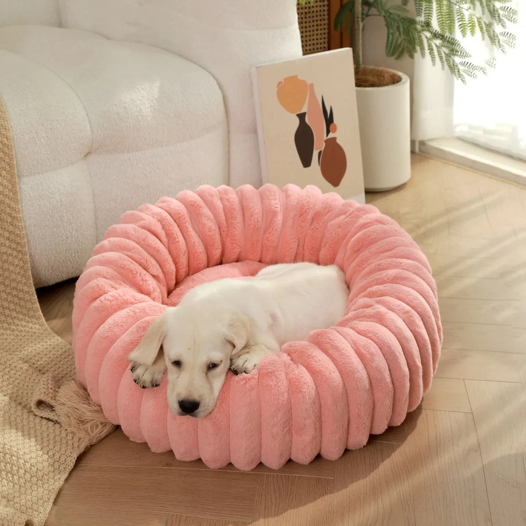 40-70cm Round Pet Bed for Dog Bed Super Soft Cat Bed Long Plush Dog House for Medium Dog House Winter Warm Sleeping