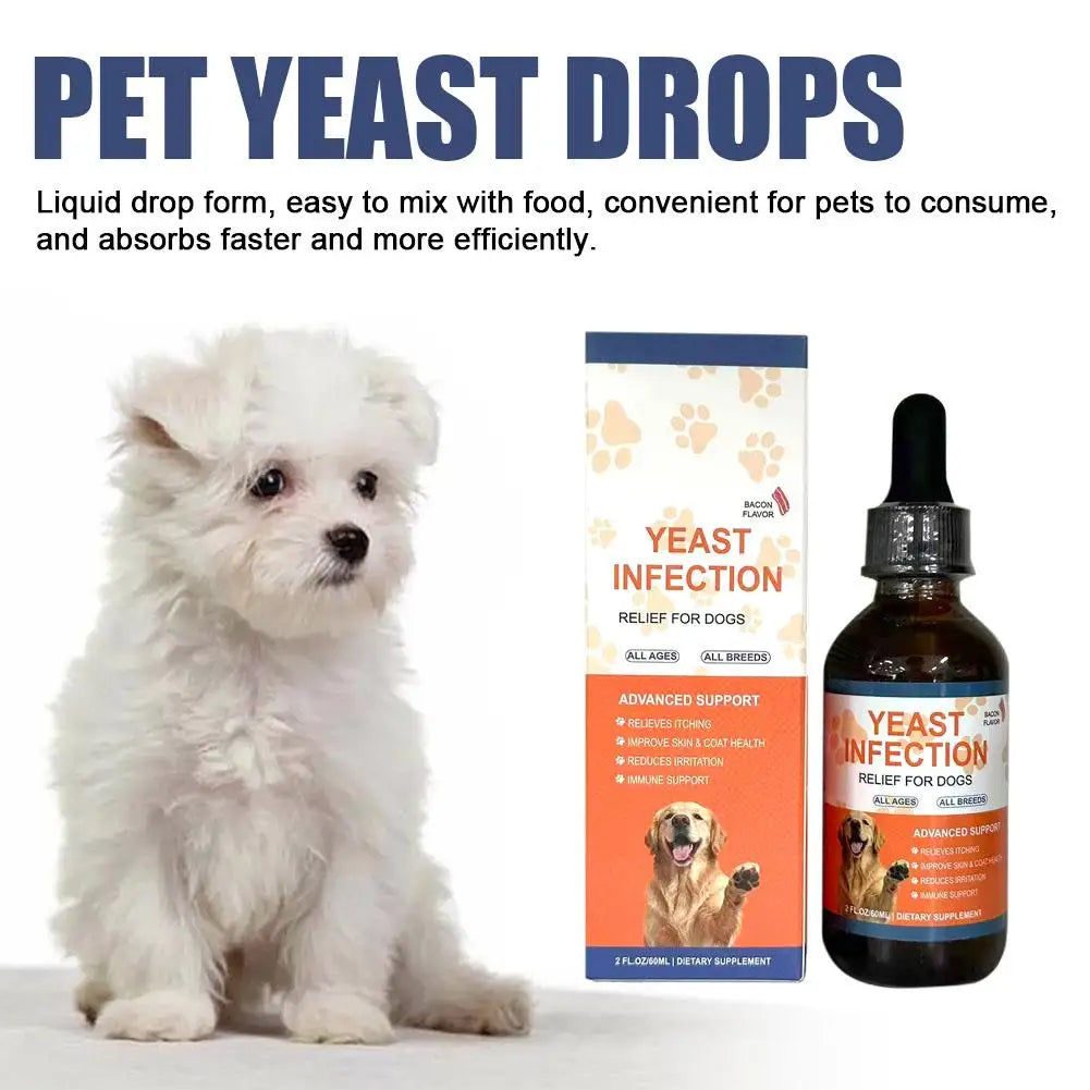 60ml Pet Yeast Drops for Dogs & Cats Gut Health Immune System & Digestion Enhance Skin And Hair Health