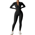 Women Long Sleeve Workout Jumpsuit Zip Up Romper Bottom Pants Bodysuit Bodycon Women Gym Clothing Running Fitness Suits
