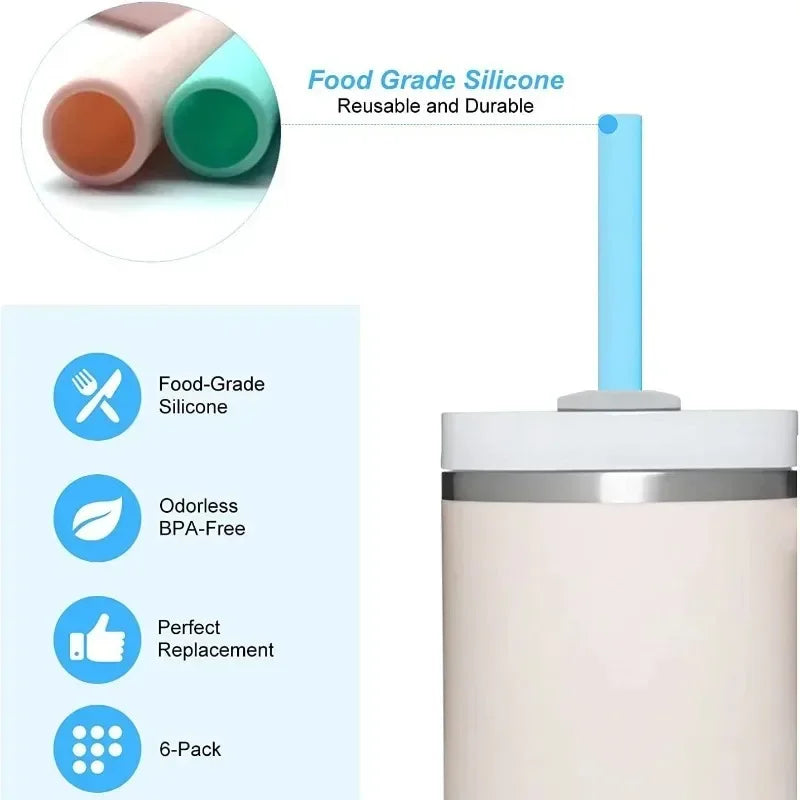 Replacement Straws for Stanley 40 oz Cup Tumbler, 4/8/12PCS Clear Reusable PVC Straws, 2 Straw Brushes,for Stanley Cup