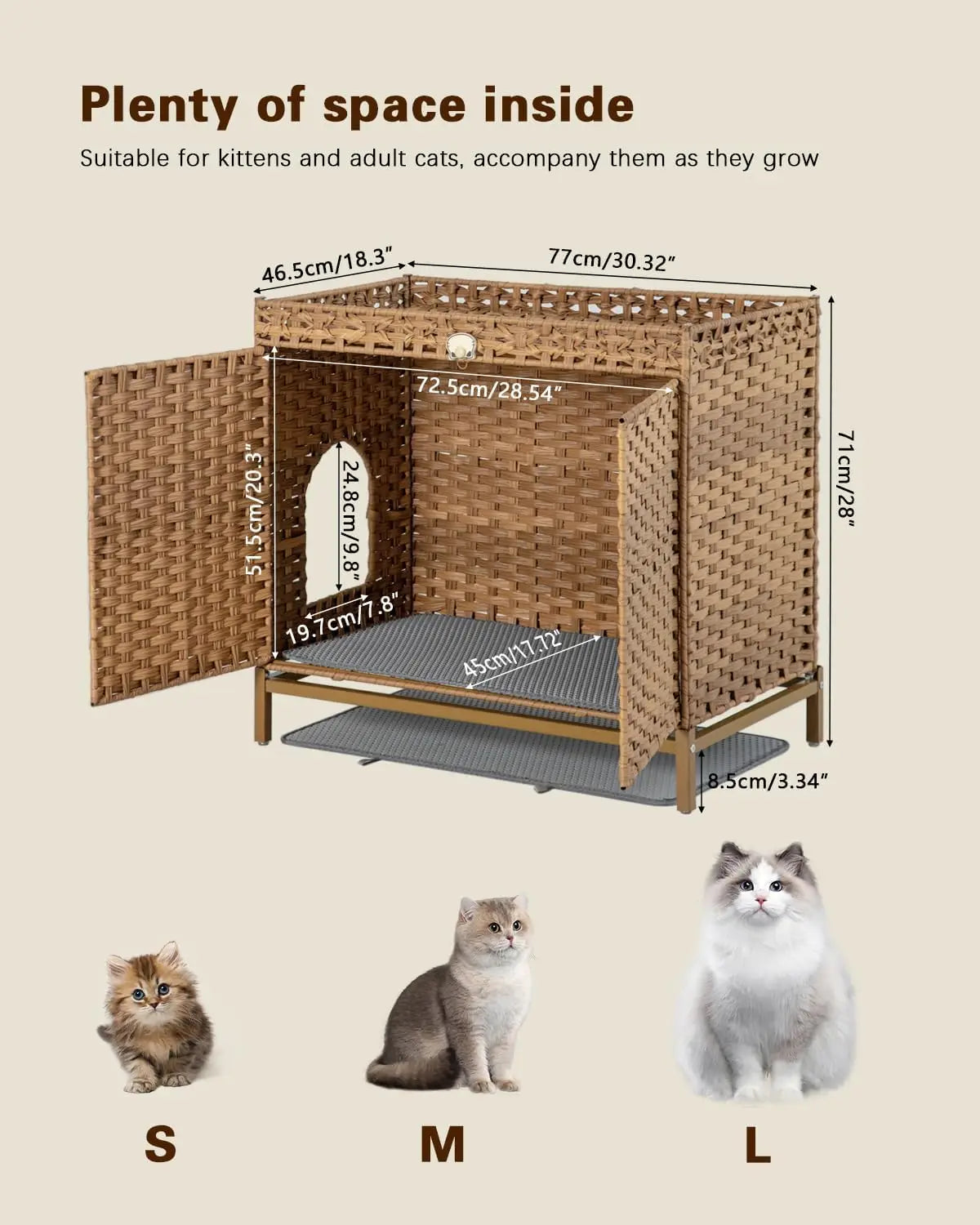 Cat litter box; cat litter box shell furniture with cat litter mat
